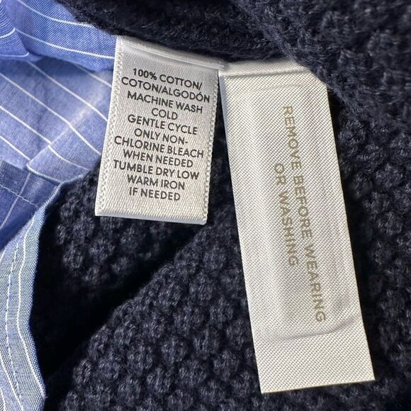 Loft Mixed Media Pin Striped Back Knit Front Sweater Top Size Extra Small NWT - Picture 9 of 9